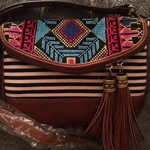 Gorgeous crossbody embroidered bag tribal fringe